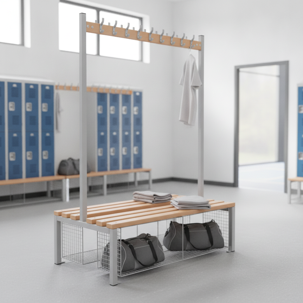 Powder Coated Steel Double-sided Island Seating for Schools & Gyms