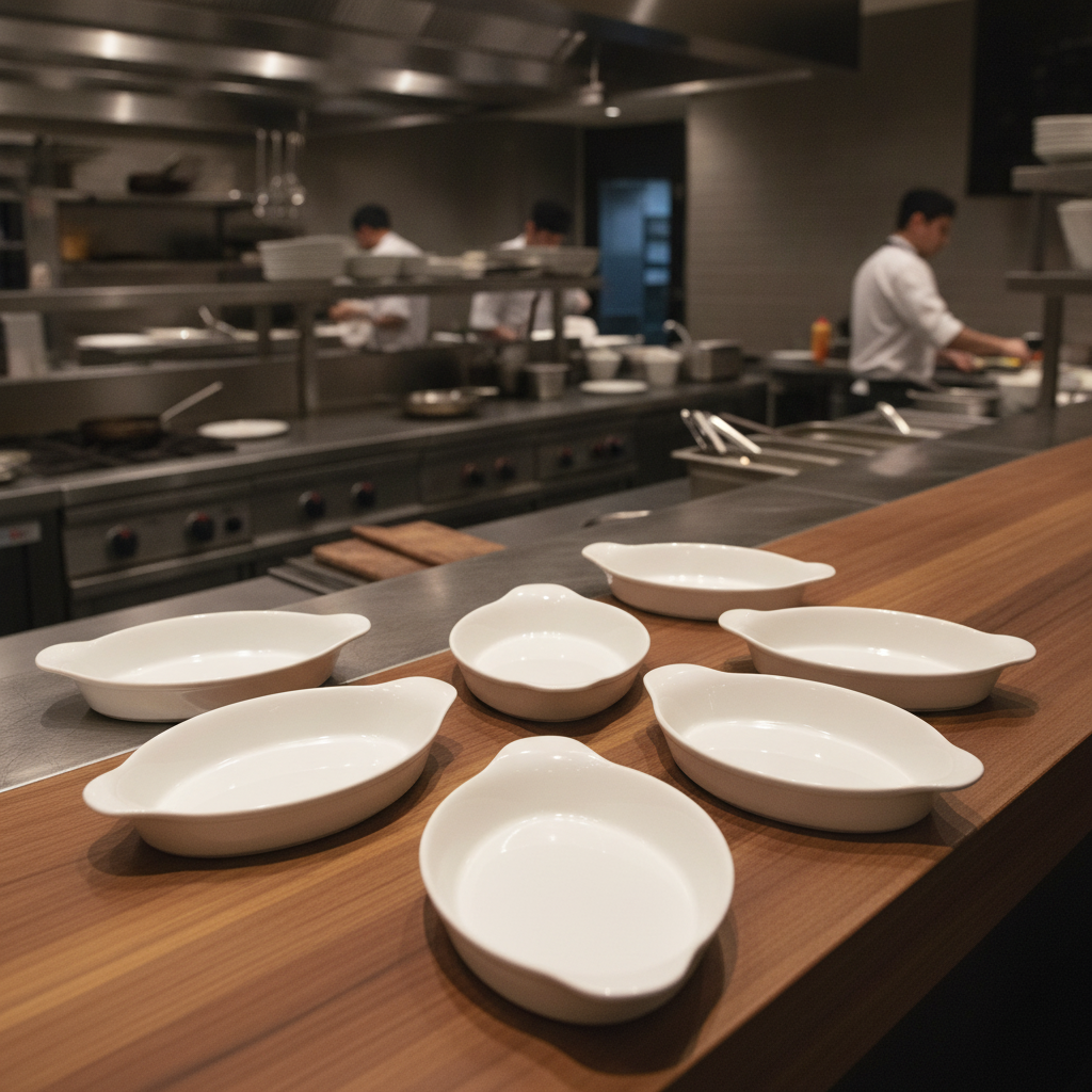 Porcelain Oval Eared Dishes 280mm for Catering (Pack of 6)
