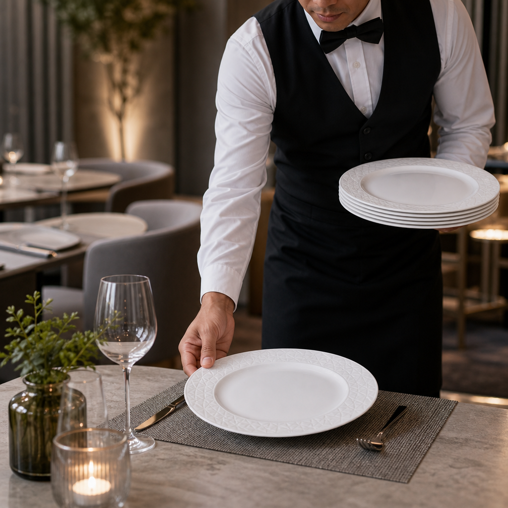Plates 203mm Fine China for Contemporary Dining (Pack of 12)