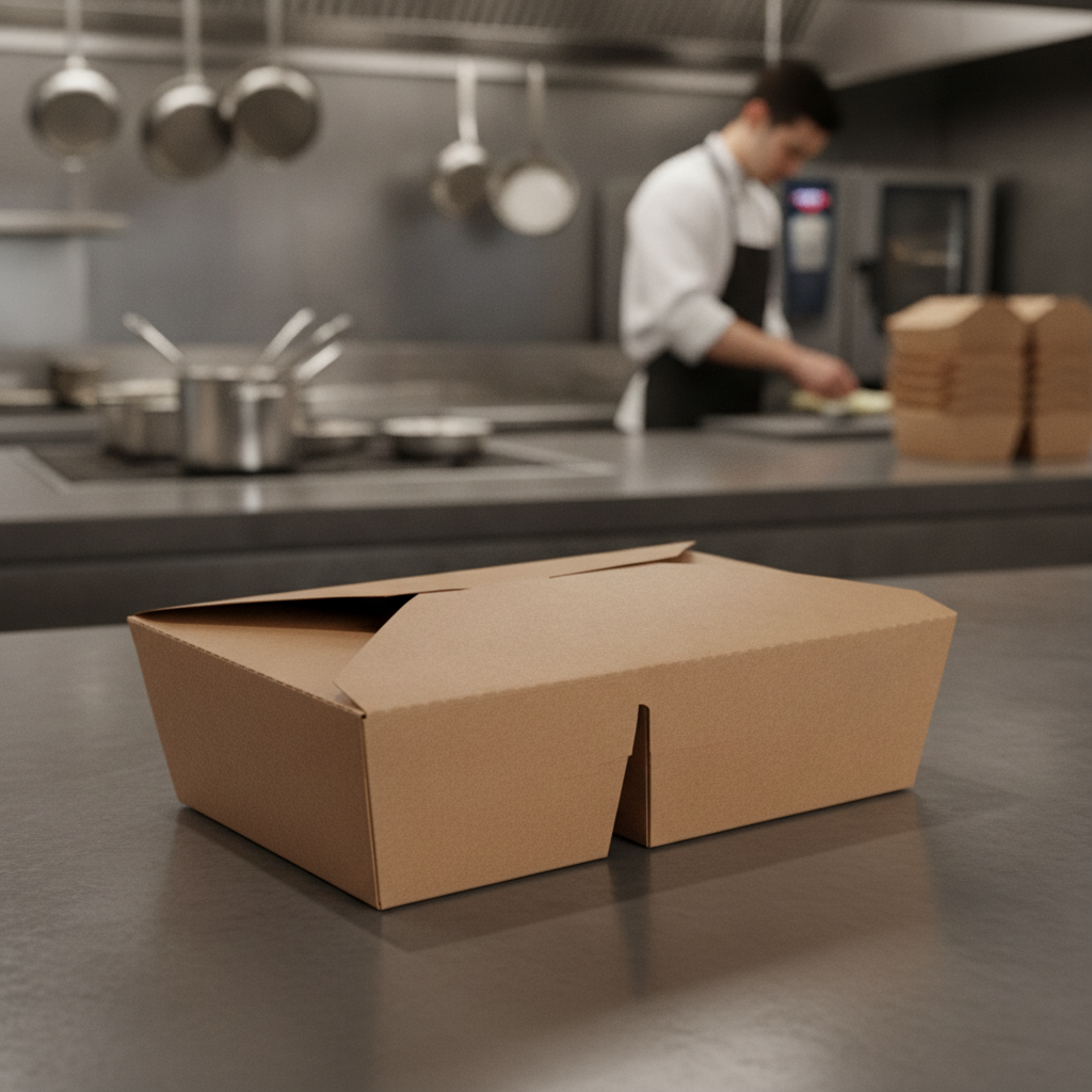 Paperboard Two Compartment Food Container 1430ml for Takeaway Meals (Pack of 200)