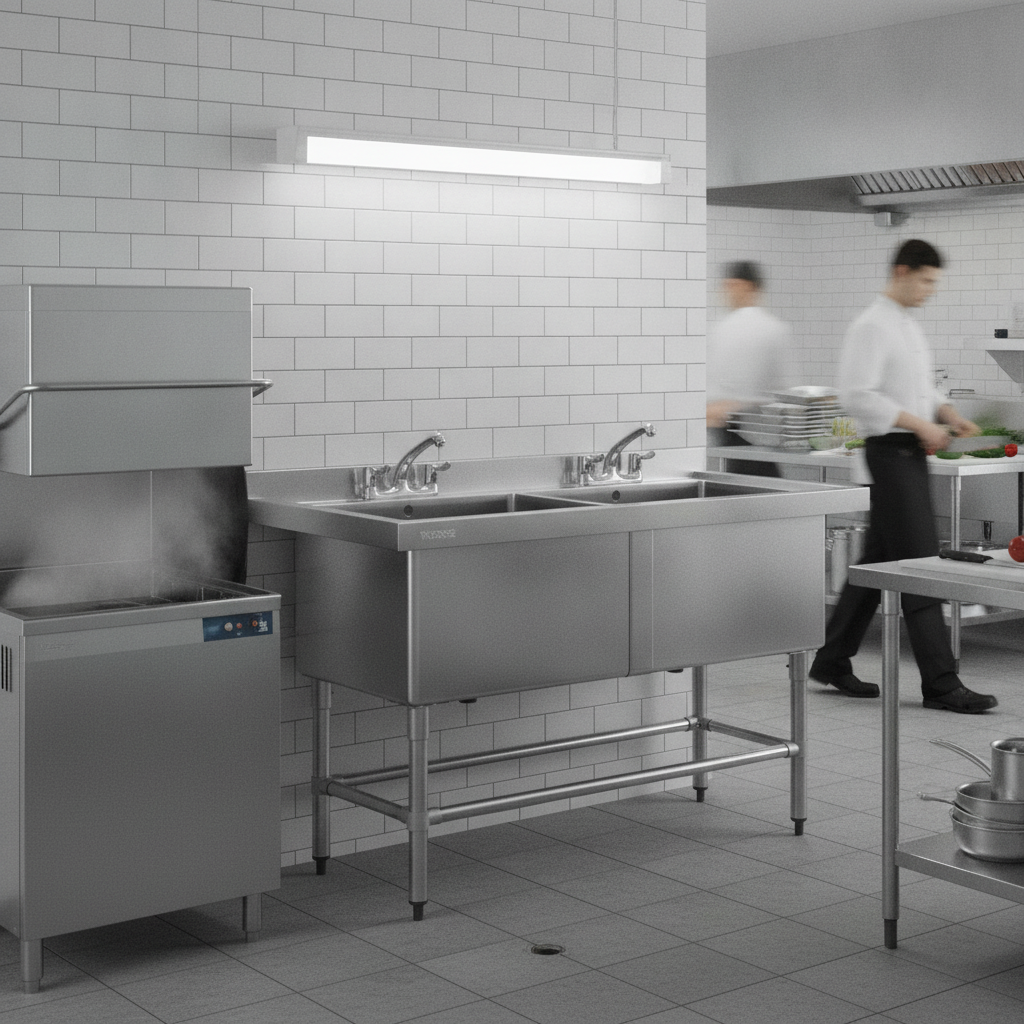 Stainless Steel Double Pot Sink 200L for Restaurant Kitchens