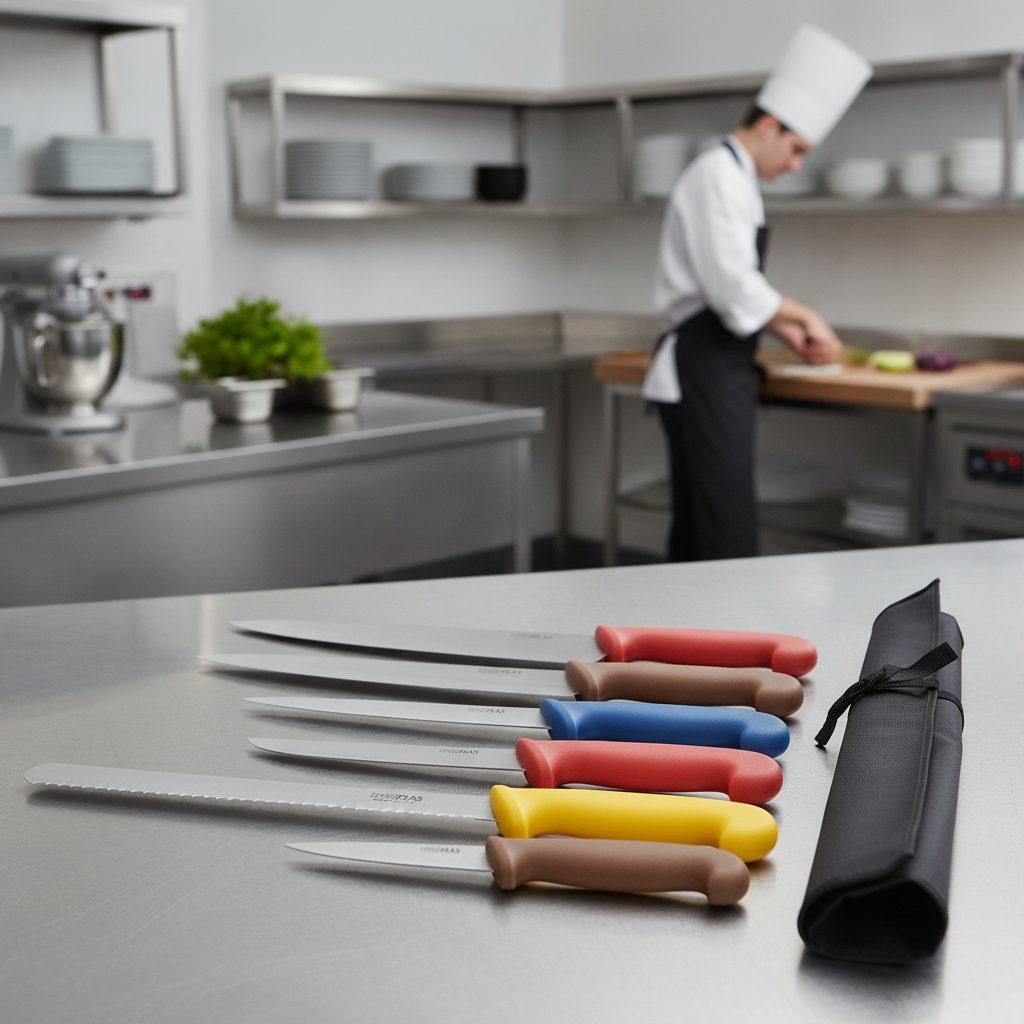 Stainless Steel Colour Coded Chef Knife Set for Food Preparation