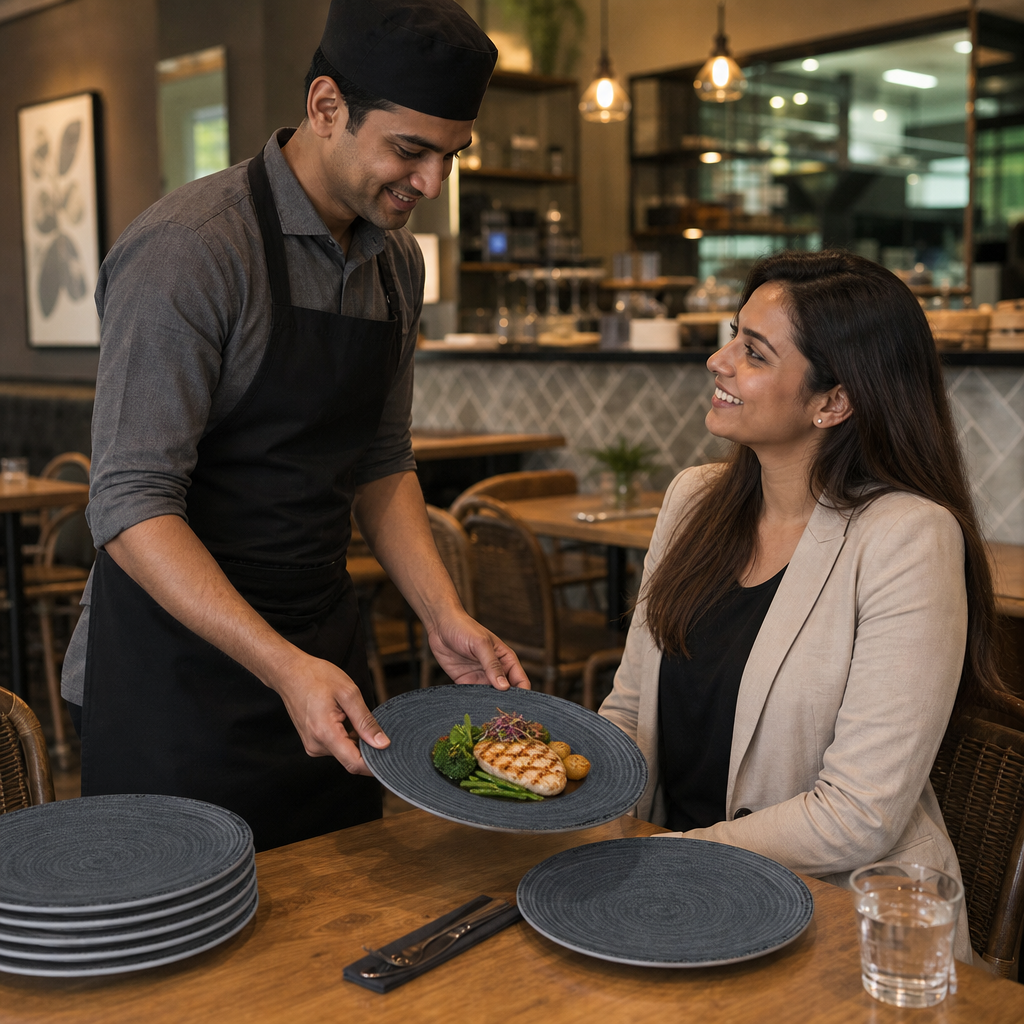 Slate Dinner Plates 279.4mm Melamine for Fast Casual Dining (Pack of 12)