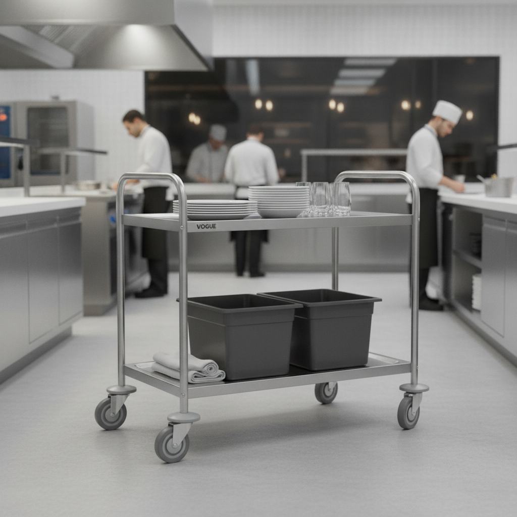 Stainless Steel Medium Two Tier Clearing Trolley for Transporting Items