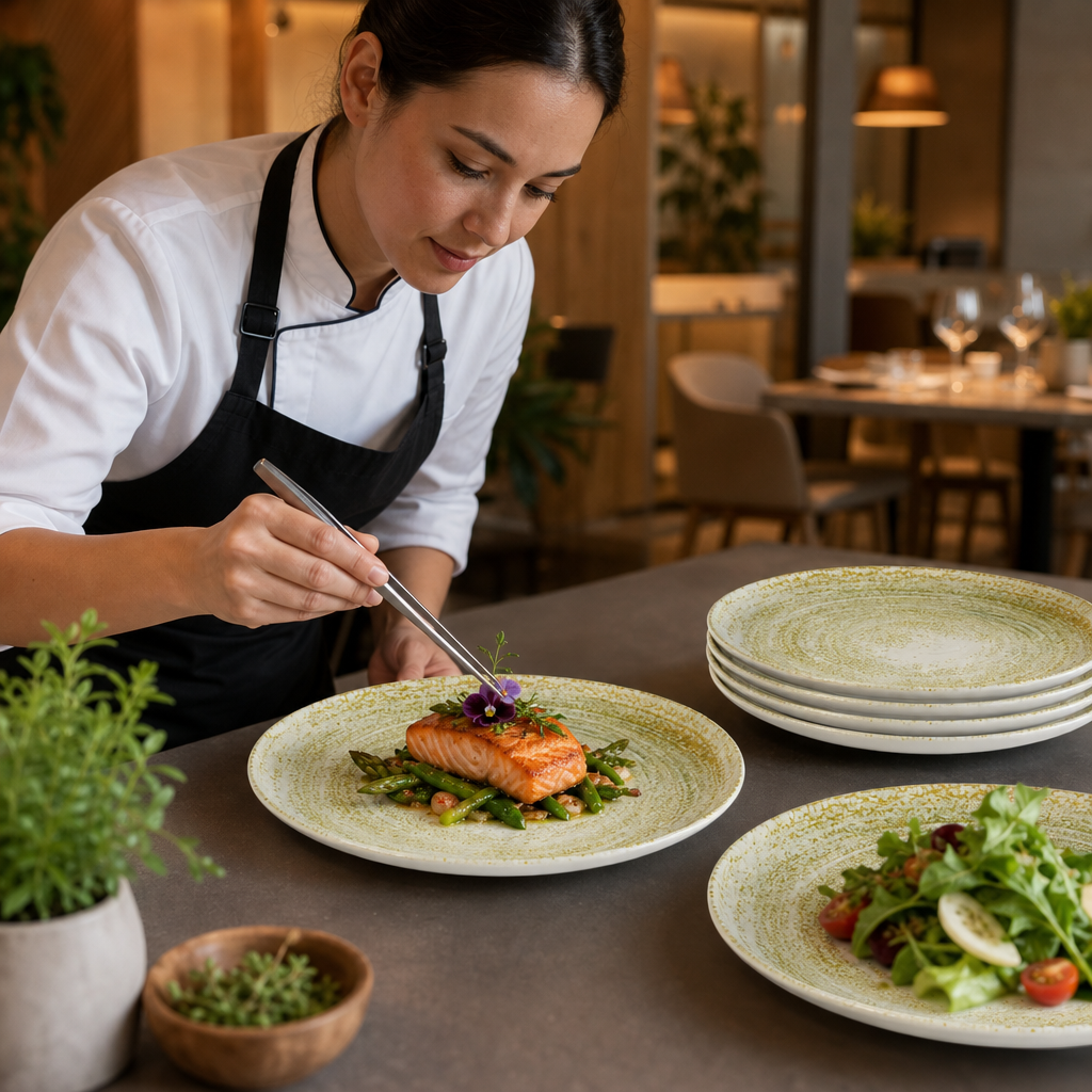 Plates 260mm Natural Vitrified Ceramic for Hospitality (Pack of 6)
