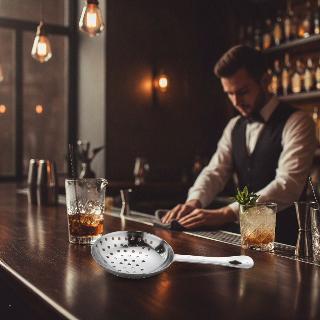 Stainless Steel Julep Strainer 160mm for Smooth Cocktail Serving