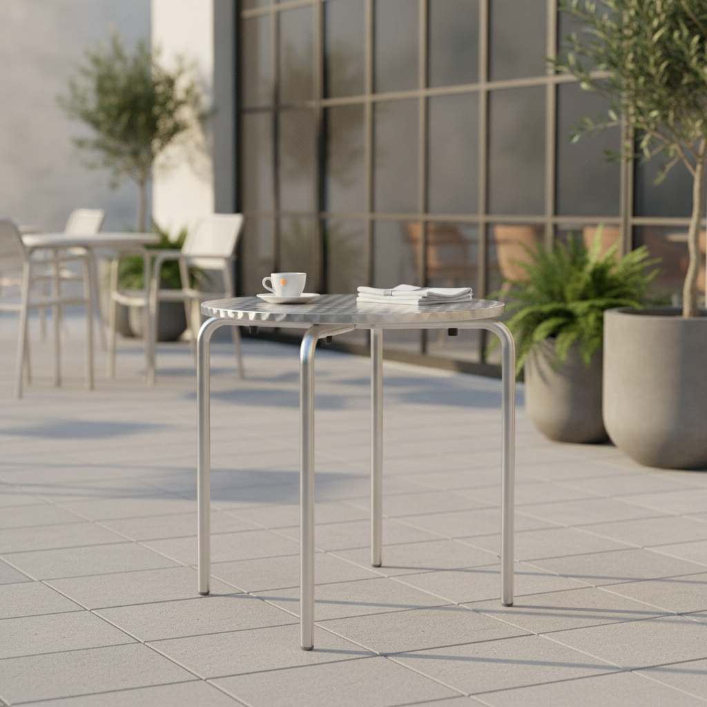 Stainless Steel Round Bistro Table 700mm for Indoor & Outdoor Use