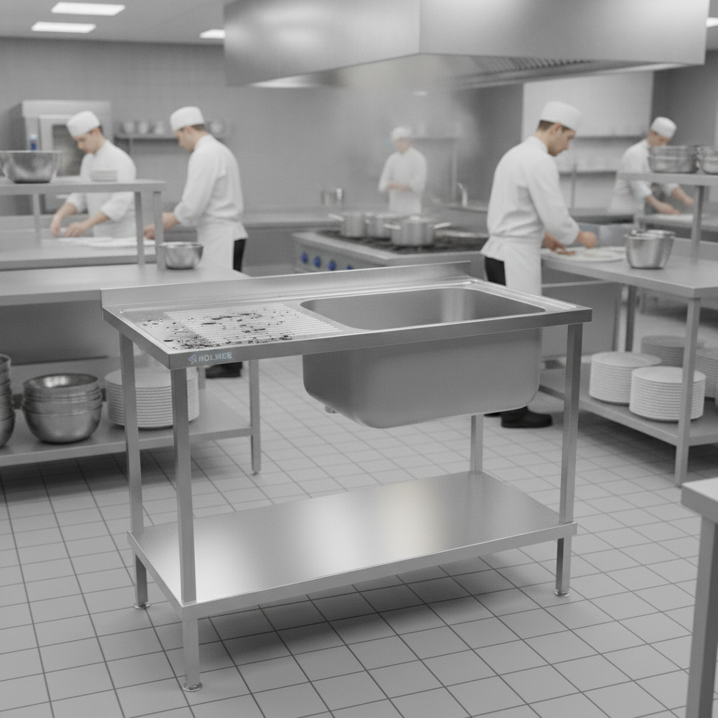 304 Stainless Steel Sink with Left Hand Drainer 1000mm for Commercial Kitchens