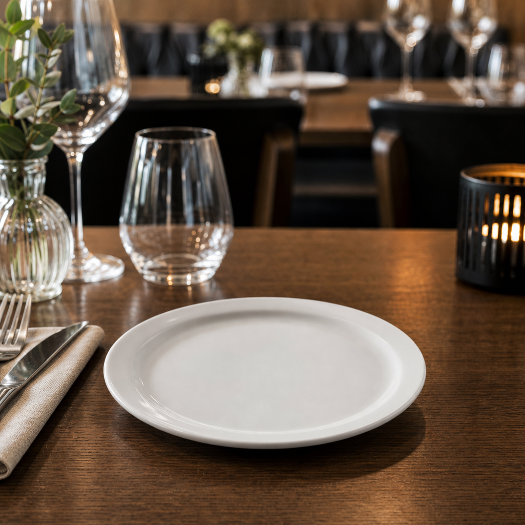 Narrow Rimmed Plates 165mm Porcelain for Restaurants & Cafés (Pack of 12)