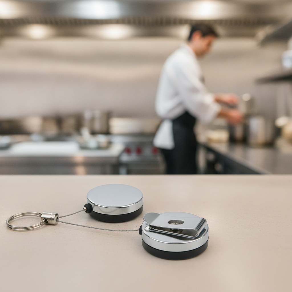 Stainless Steel Retractable Key Chain for Restaurants & Hotels (Pack of 2)