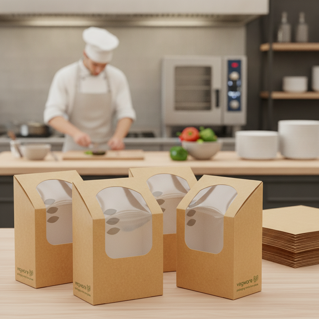 Kraft Paper Tortilla Wrap Boxes with PLA Window for Takeaway Food (Pack of 500)