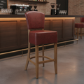 Rubber Wood Bar Chair with Faux Leather Seat 1175mm for Commercial Use