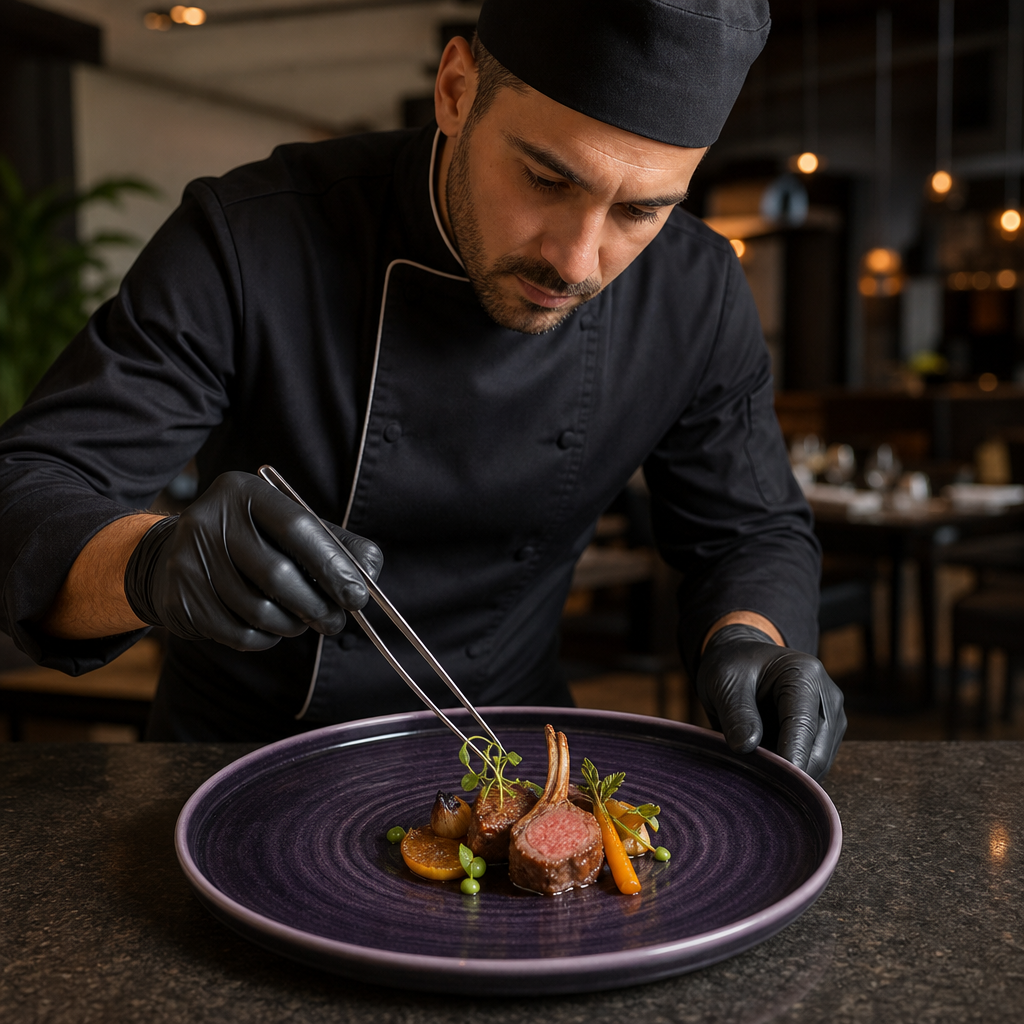 Deep Walled Plates 260mm Purple Vitrified Ceramic for Food Presentation (Pack of 6)