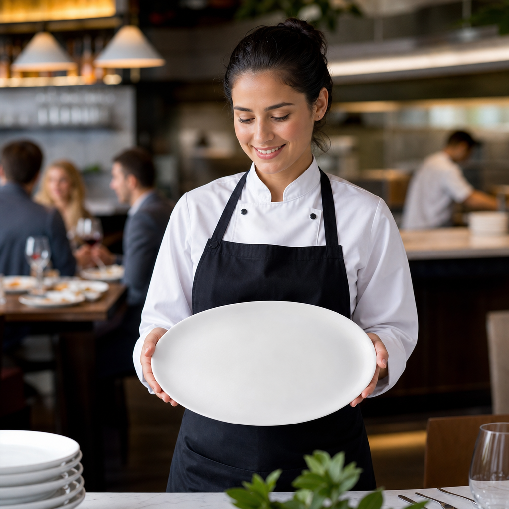 Oval Plates 300mm White Porcelain for Catering Environments (Pack of 18)
