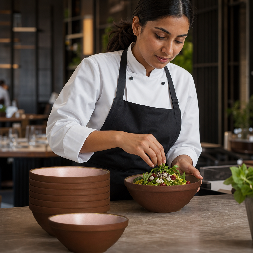 Peppercorn Bowls 152mm Pink Vitrified Stoneware for Dining (Pack of 12)