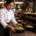 Round Bowls 179mm Black Melamine for Buffet Presentations (Pack of 12)