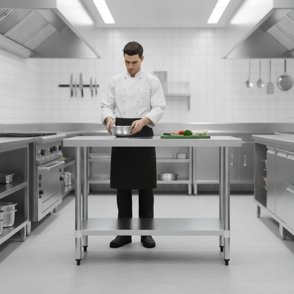 430 Stainless Steel Prep Table 600mm for Kitchen Use