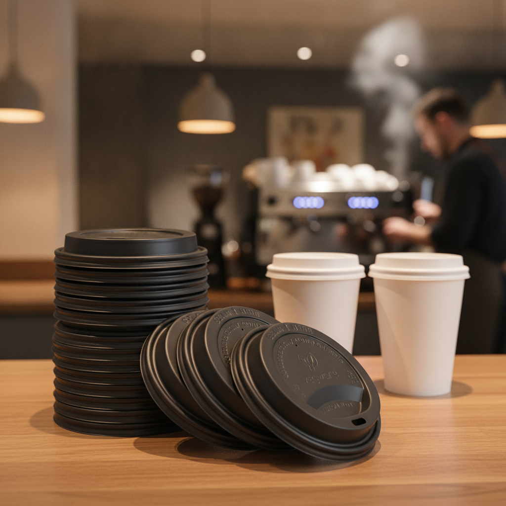 CPLA Hot Cup Lids Black for Sustainable Serving (Pack of 1000)