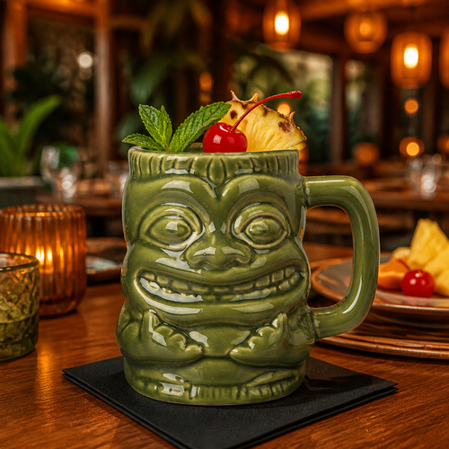 Ceramic Tiki Mug with Handle 425ml for Themed Parties