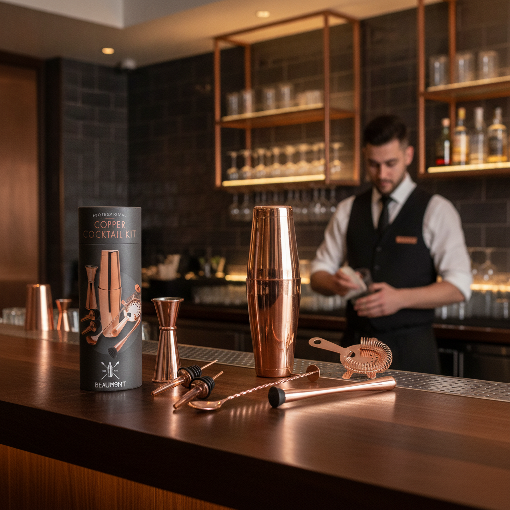 Copper Cocktail Kit 8-Piece Set 685x292mm for Bartending