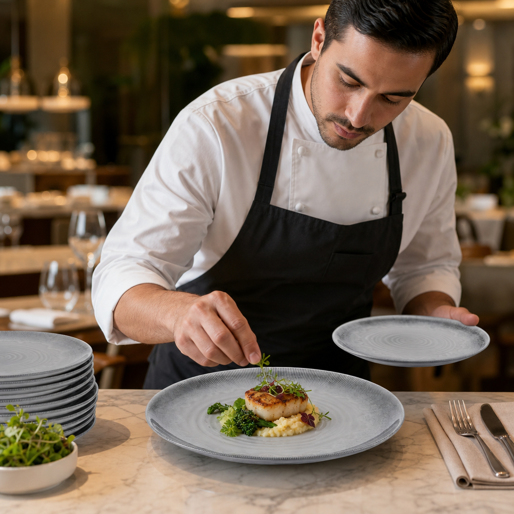 Organic Coupe Plates Finest Vitrified 230mm Ceramic for Dining (Pack of 12)