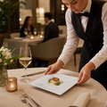 Square Elevation Indent Platters And Serving Plates 100x100mm Fine China for Upscale Dining (Pack of 12)