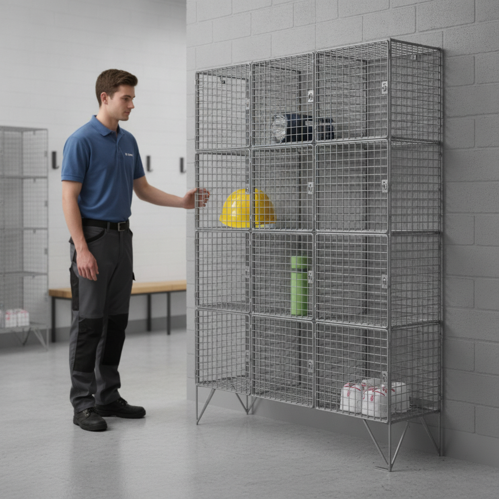 Zinc Coated Steel Twelve Compartment Mesh Locker for Staff Storage