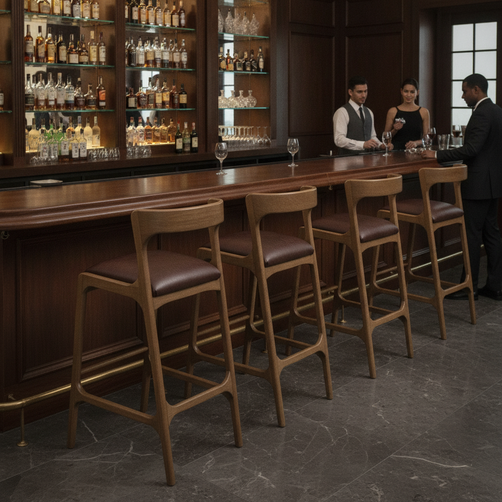 Rubber Wood Bar Chair in Brown 1055x460mm for Elegant Venues (Pack of 6)