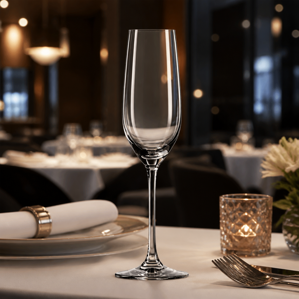 Crystal Glass Champagne Flutes 227ml for Fine Dining (Pack of 6)