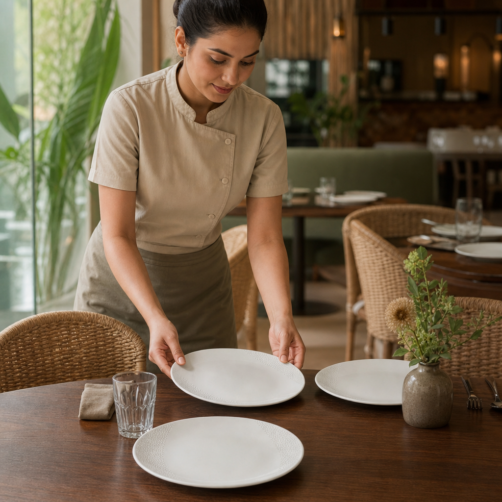 Organic Plates 210mm Vitrified Ceramic for Dining (Pack of 12)