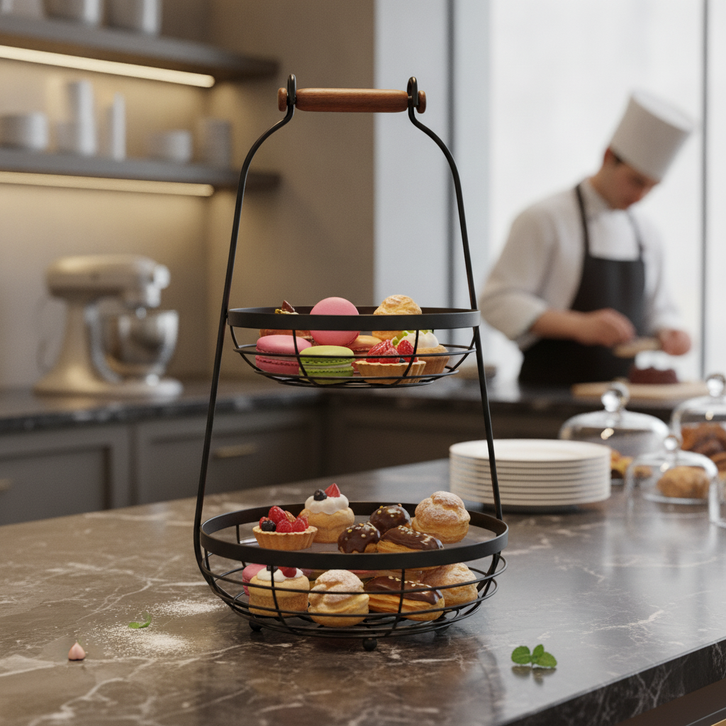 Metal Two-Tier Cake Stand 480mm for Showcasing Treats
