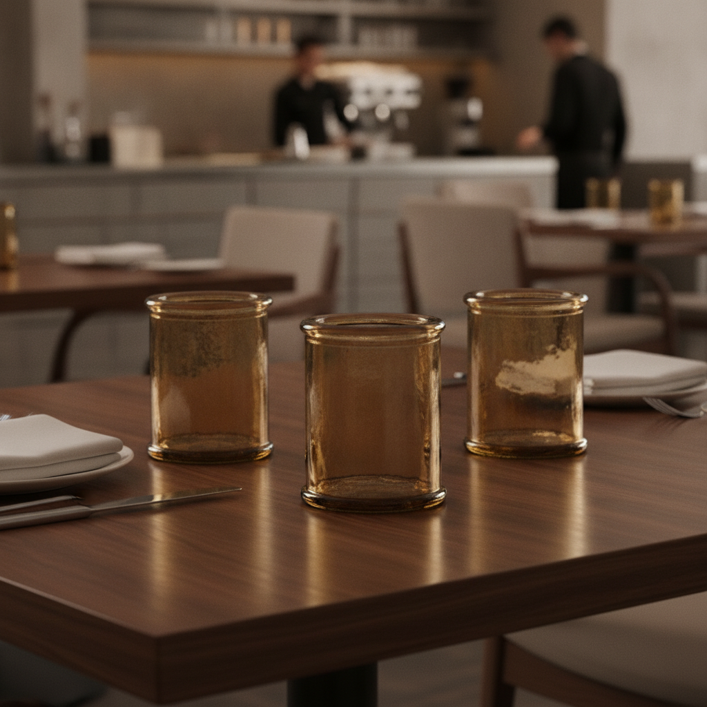Recycled Glass Candleholders 80mm for Restaurants & Cafés