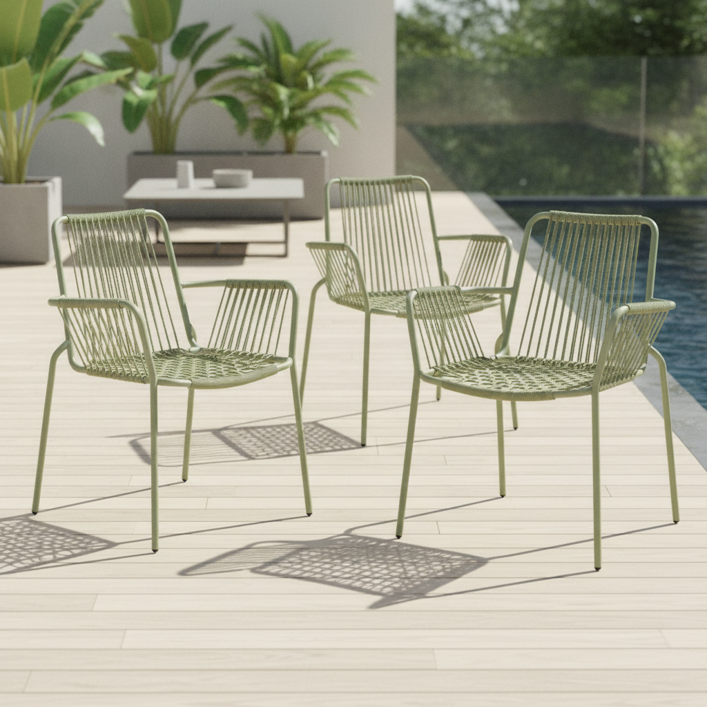 Polyester Green Melbourne Rope Design Armchairs 813mm for Outdoor Use (Pack of 4)