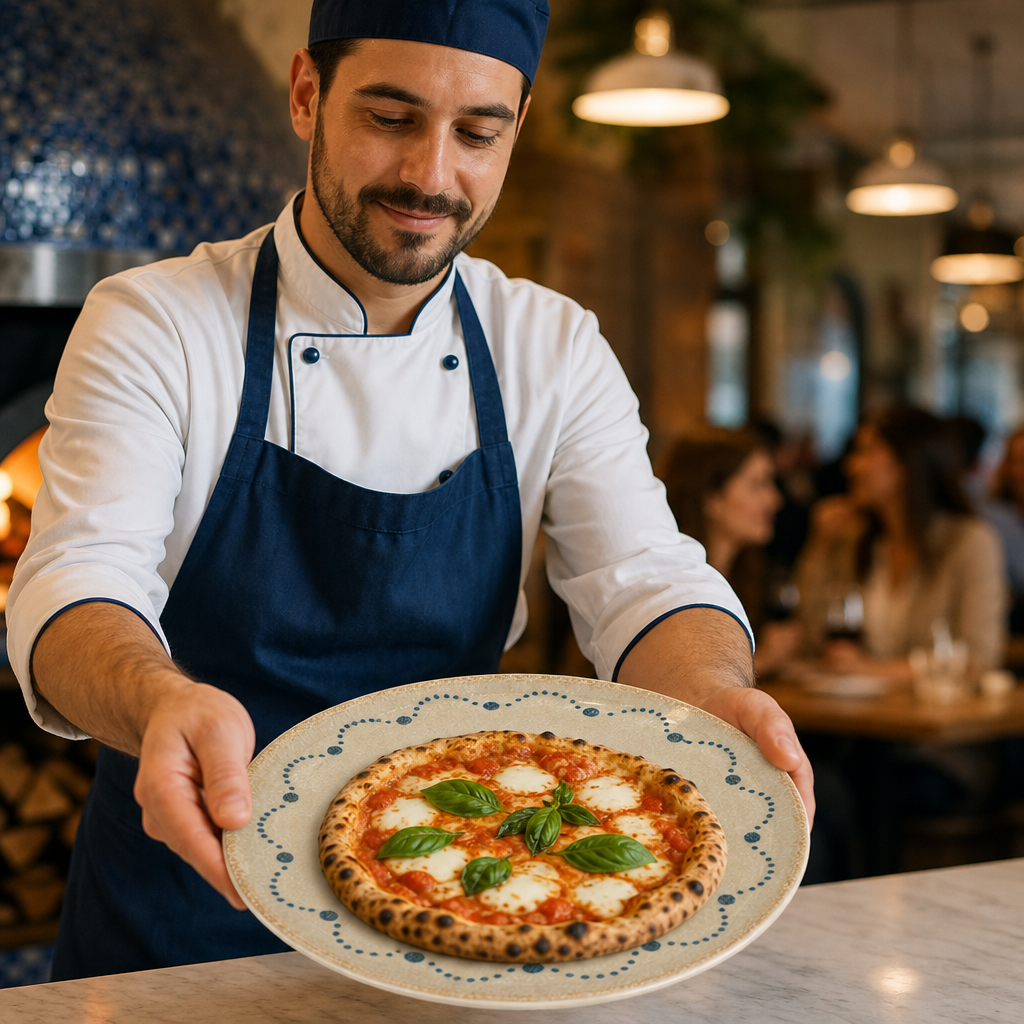 Napoli Blue Porcelain Pizza Plates 330mm for Restaurants & Pizzerias (Pack of 6)