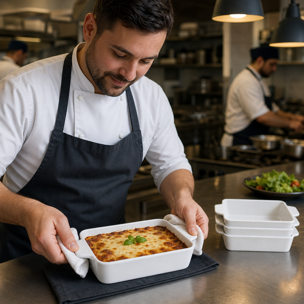 Porcelain Lasagne Dish 480ml for Commercial Kitchens (Pack of 4)