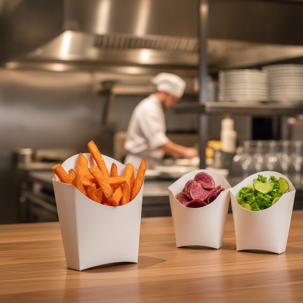 Paperboard Chip Scoops with Natural Seaweed Coating for Takeaway Food (Pack of 500)