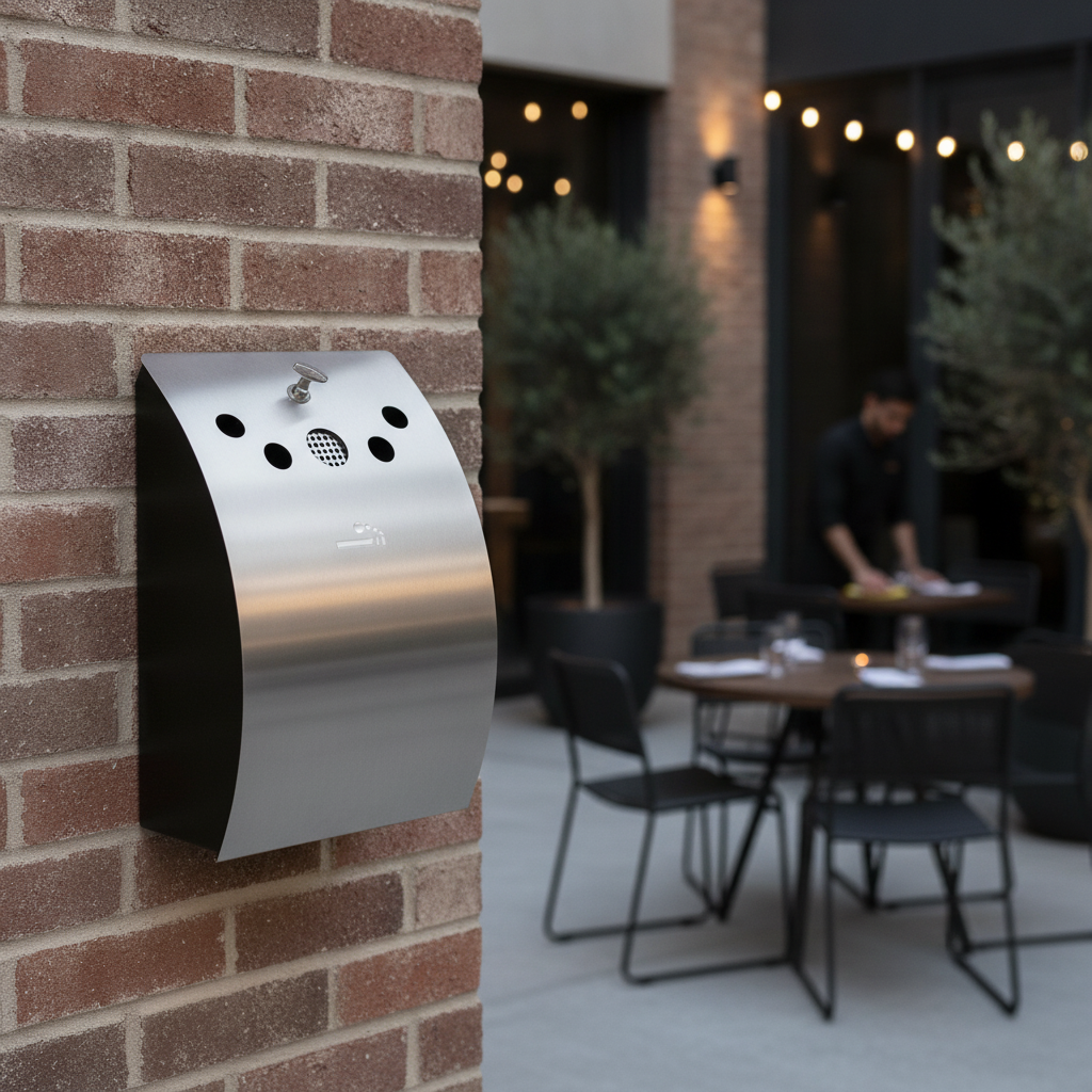 Stainless Steel Wall Mounted Ashtray 3.1L for Outdoor Venues