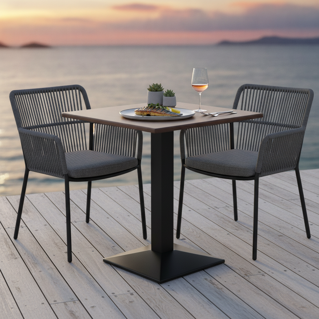 Walnut Poseur Table 700x700mm for Indoor & Outdoor Dining