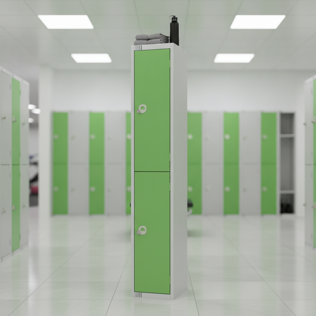Powder Coated Steel Double Door Lockers Green for Secure Storage