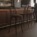 Rubber Wood Hoop Back Bar Chair with Green Seat 10kg for Commercial Use