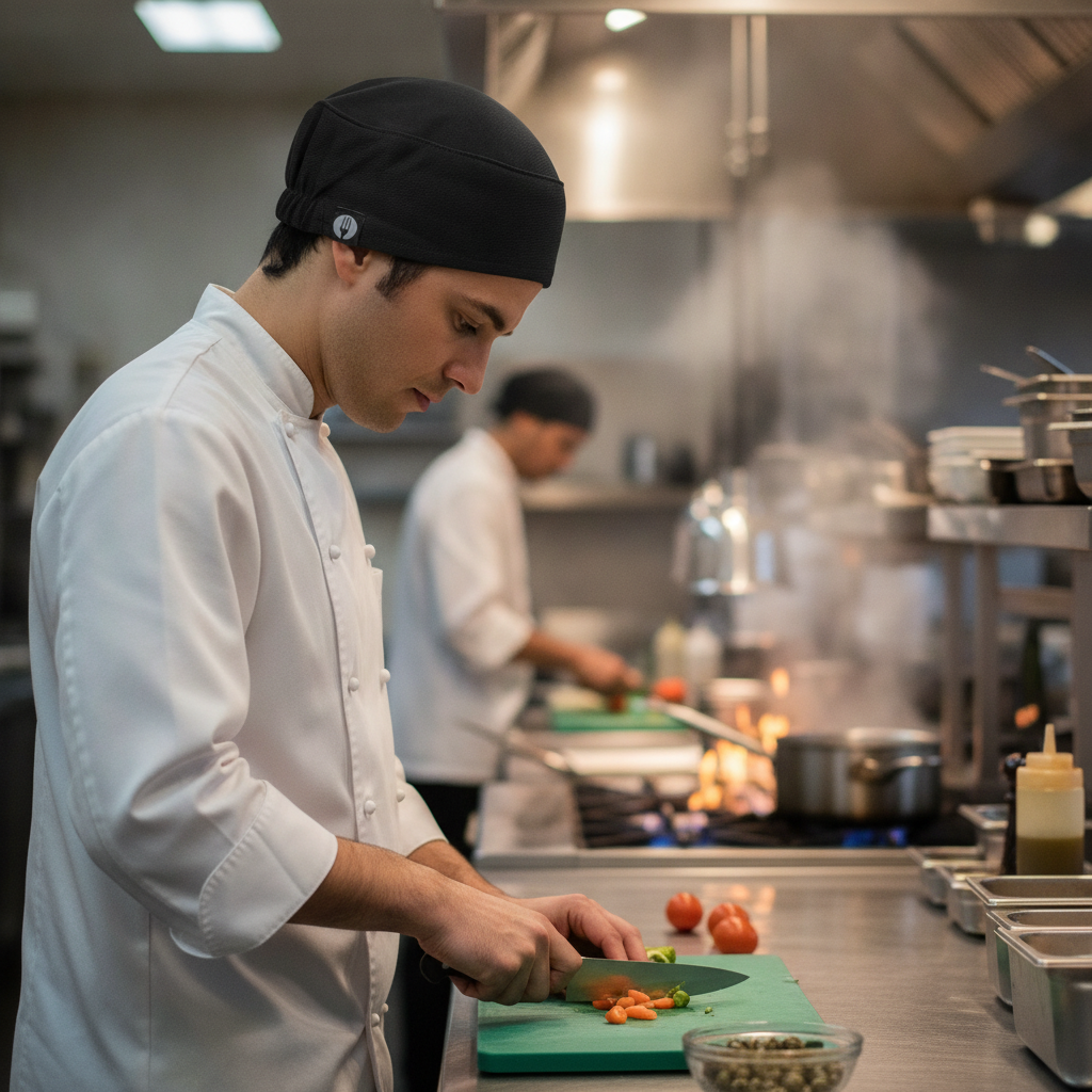 Polyester Black Total Vent Beanie for Busy Kitchens