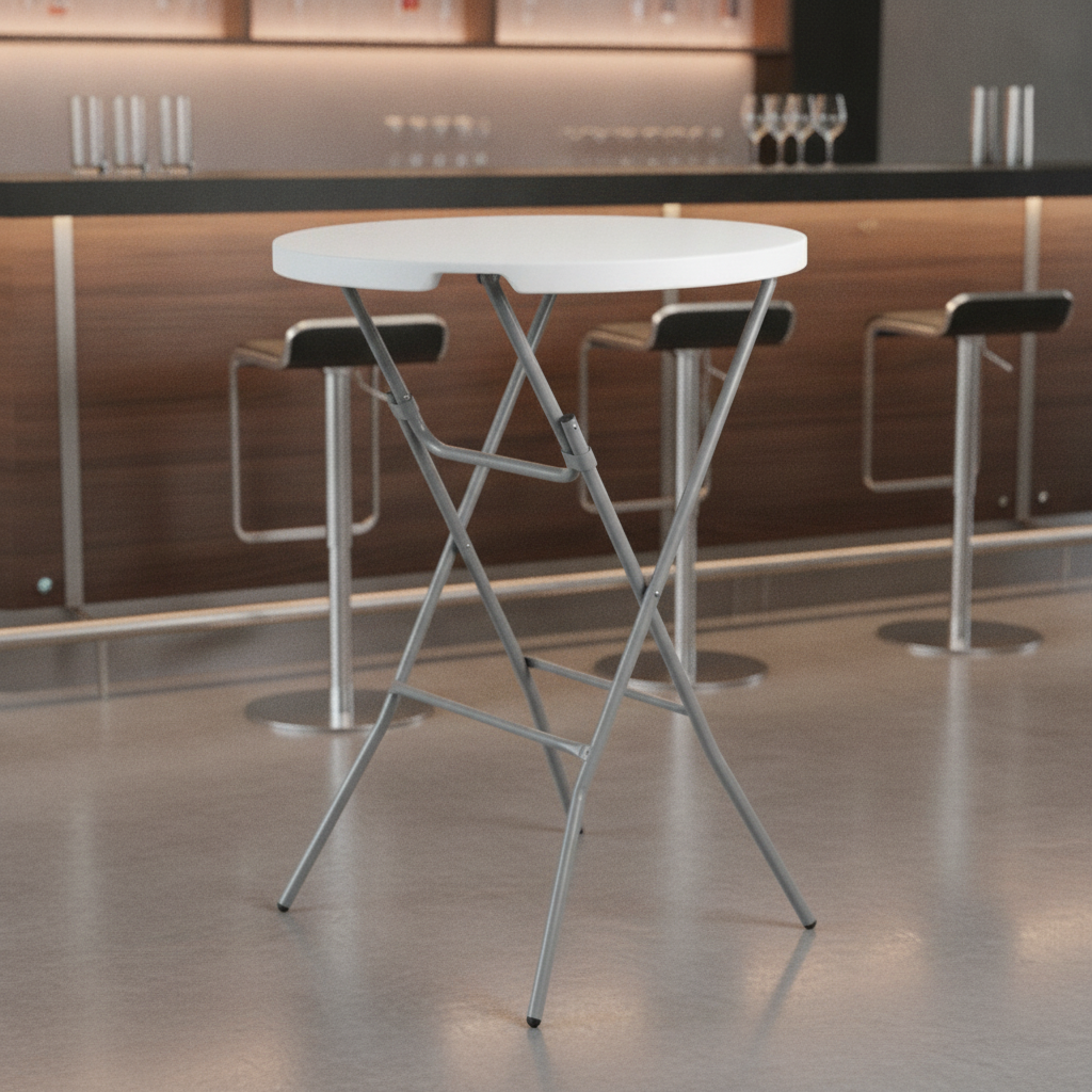 Polyethylene Round Poseur Folding Table 800mm for Bar Areas