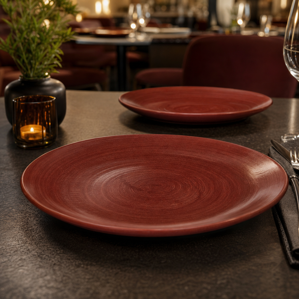 Coupe Plates Rust Red Vitrified Ceramic for Creative Dining (Pack of 12)