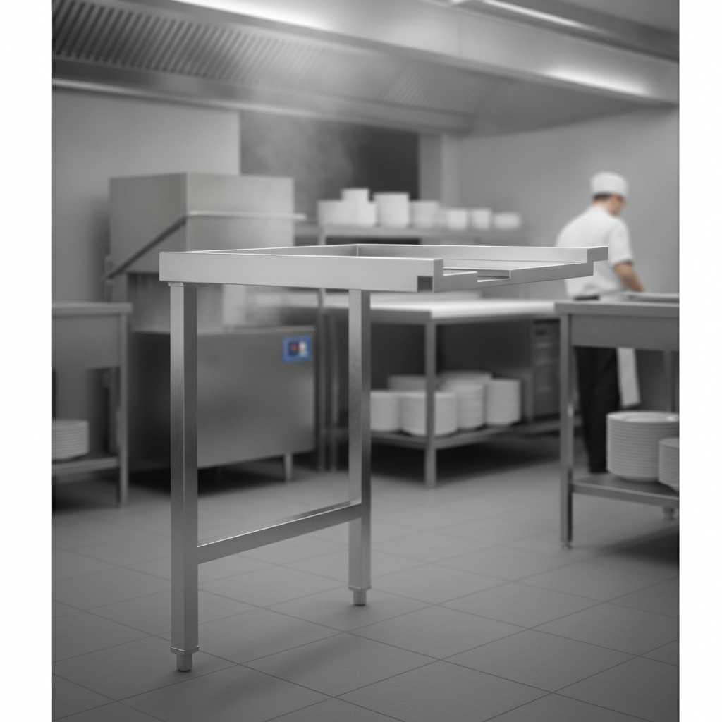 304 Stainless Steel Pass Through Dishwash Table 600mm for Commercial Kitchens