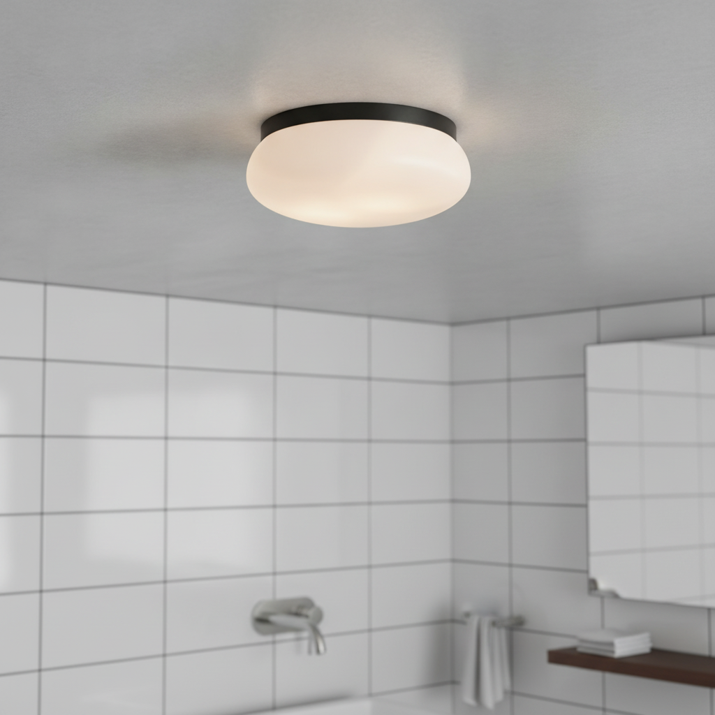 Plastic Black Ceiling Light for Bathrooms & Utility Spaces