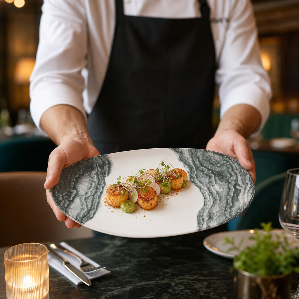 Organic Platters 260x150mm Vitrified Ceramic for Modern Hospitality (Pack of 6)
