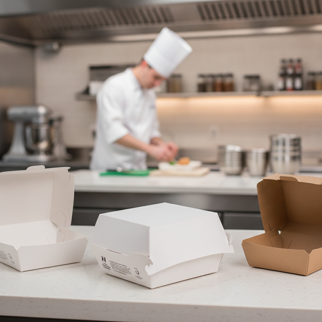 Paperboard Clamshell Burger Boxes 5" for Takeaway Use (Pack of 200)