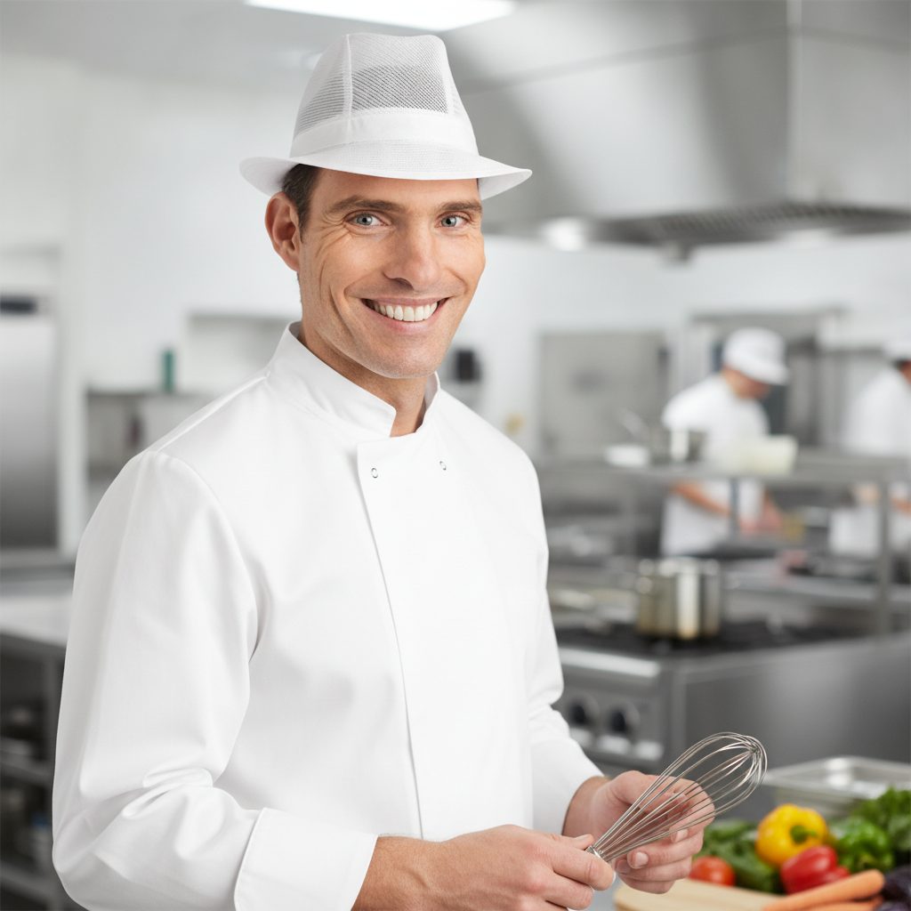 White Polyester Trilby Hat for Staff Uniforms