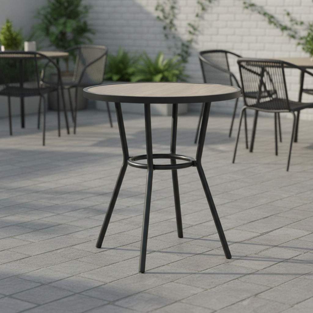 Black Aluminium Round Outdoor Table 700mm for Al Fresco Dining