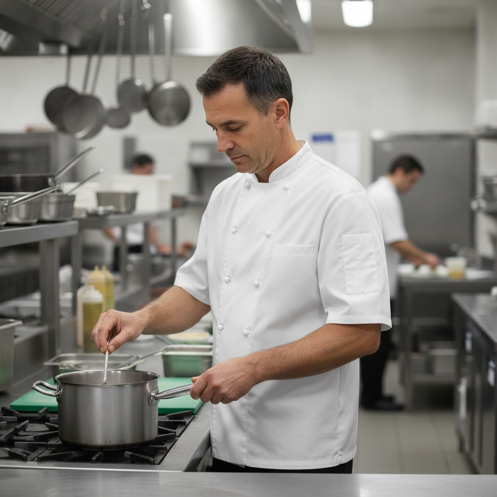 Polycotton White Chef Jacket for Hot Kitchens (Sizes XS-XL)